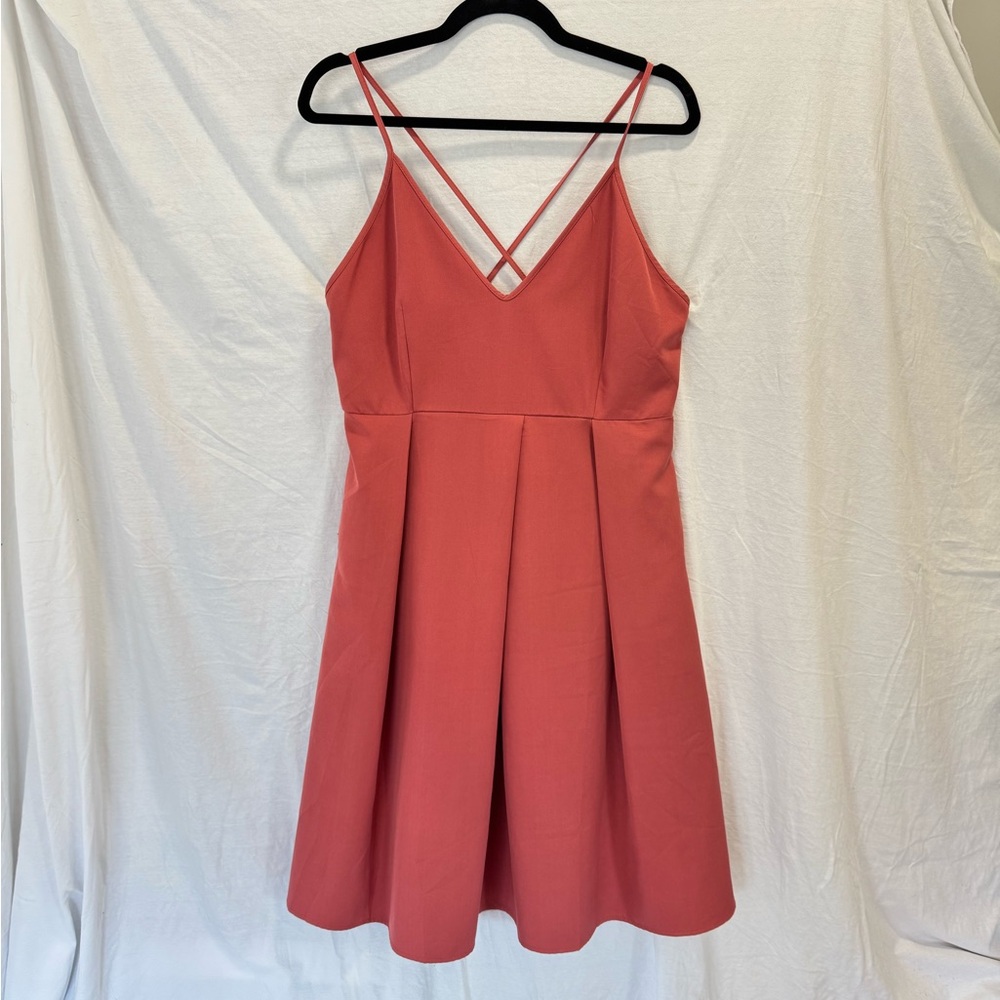 Elegant Coral Spaghetti Strap Dress